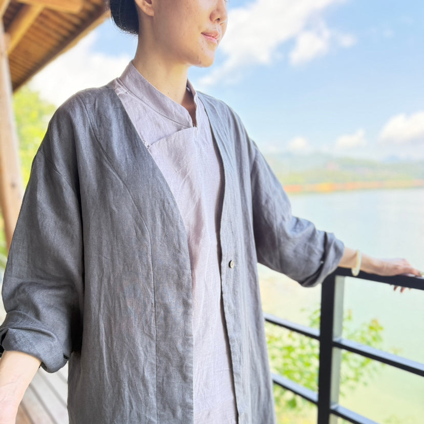 Chorcoal Linen Long Coat