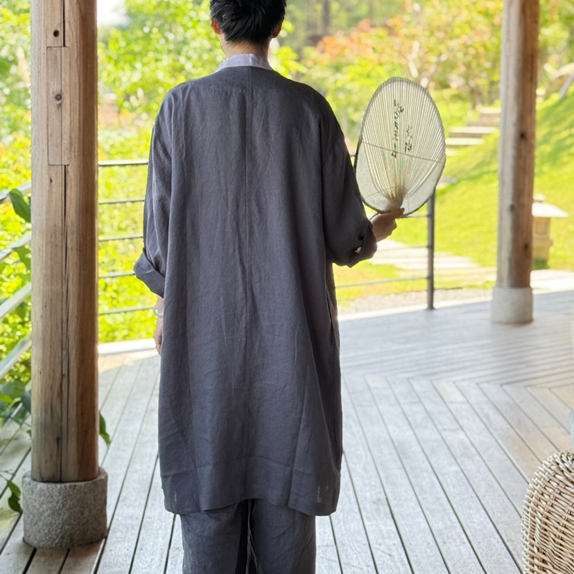 Chorcoal Linen Long Coat